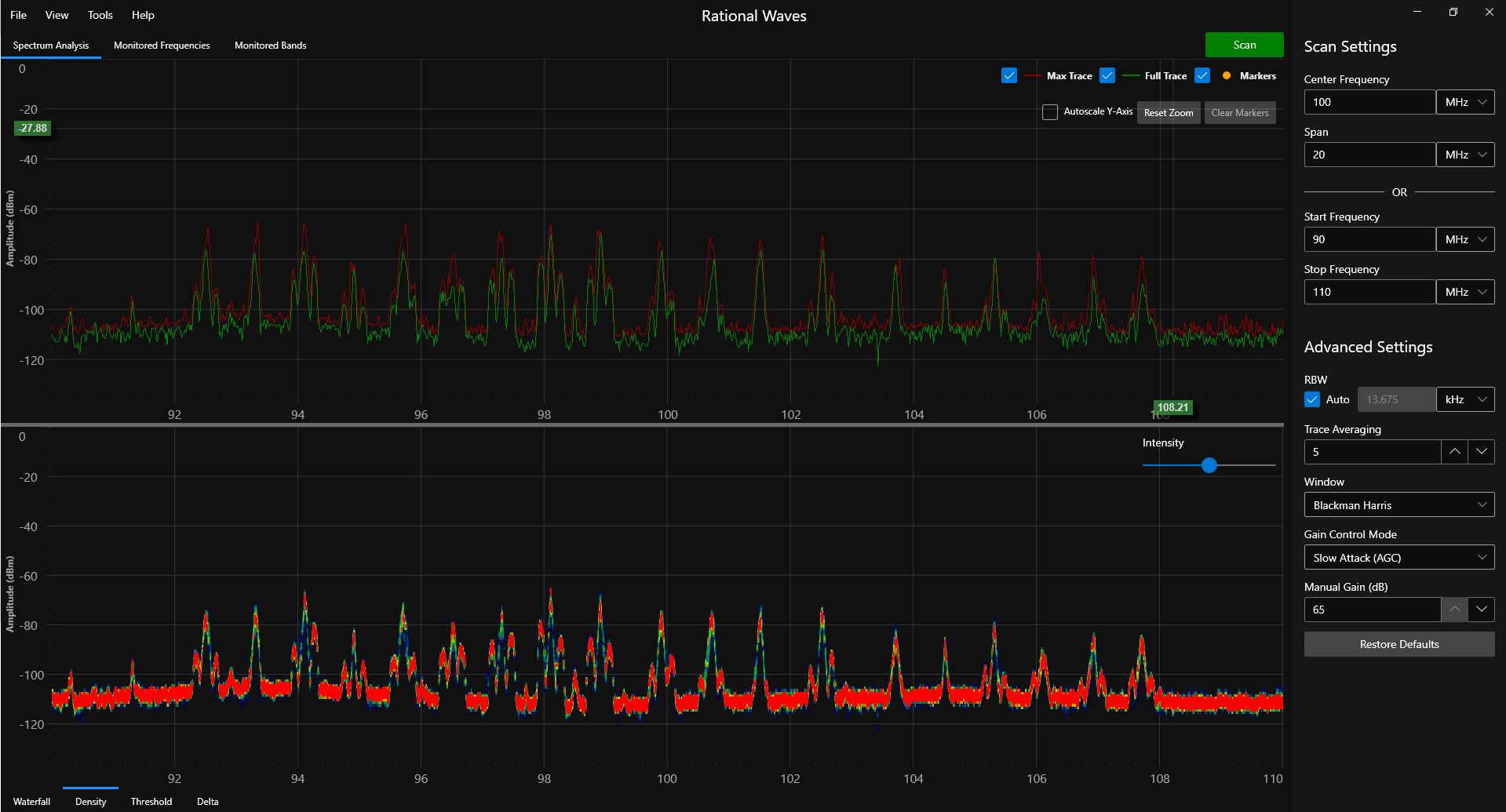 Rational Waves RF Spectrum Analyzer Software