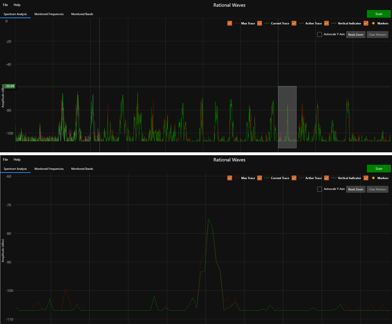 Rational Waves RF Spectrum Analyzer Software